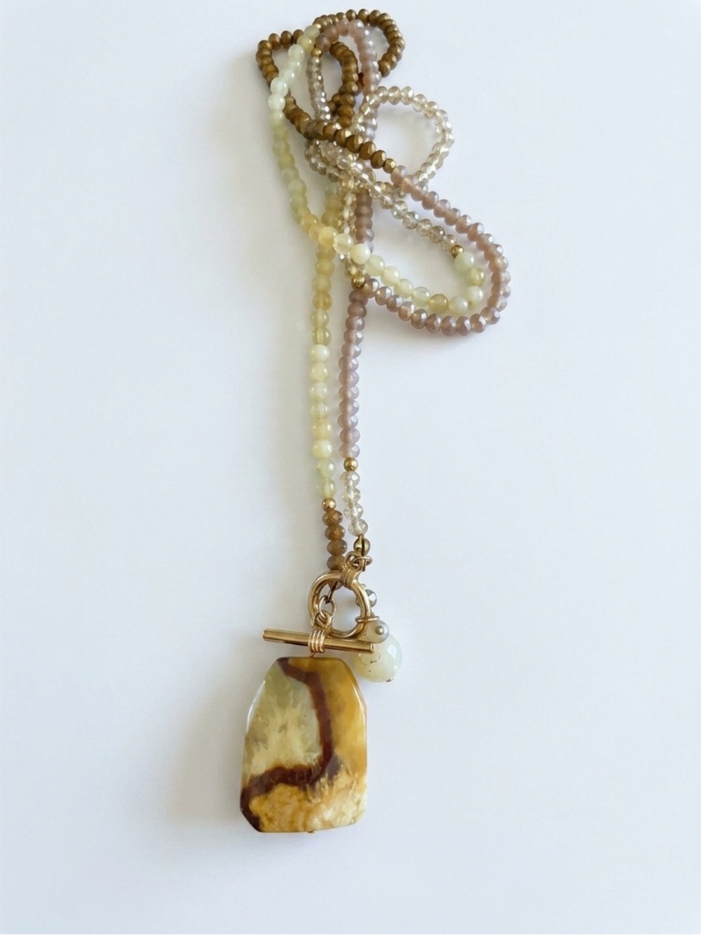 Boho Jasper Stone Toggle Pendant Necklace - Picture 4 of 5